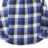 CHAPS Mens Blue & Black Check Shirt L Button Down Collar Cotton Blend Long