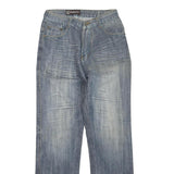 MINGRONG Womens Jeans Blue Regular Straight Denim W28 L30 Distressed Embroidery