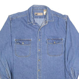 BIG MAC Mens Blue Denim Shirt L Cotton Blend Casual Long Sleeve Button Pocket