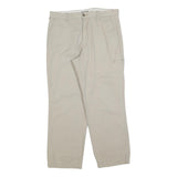 DOCKERS Mens Regular Beige Cotton Blend Trousers W34 L30 Zip Closure Casual