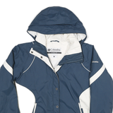 COLUMBIA Womens Blue & White Outdoor Jacket L Polyester Blend Zip Hooded