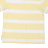 TOMMY HILFIGER Mens Yellow & White Striped Short Sleeve Polo Shirt L Classic Fit
