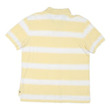 TOMMY HILFIGER Mens Yellow & White Striped Short Sleeve Polo Shirt L Classic Fit