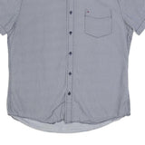 TOMMY HILFIGER Mens Blue Patterned Shirt L Cotton Blend Casual Short Sleeve