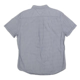 TOMMY HILFIGER Mens Blue Patterned Shirt L Cotton Blend Casual Short Sleeve