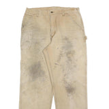 CARHARTT Mens Beige Cotton Blend Relaxed Straight Trousers W36 L34 Workwear
