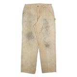 CARHARTT Mens Beige Cotton Blend Relaxed Straight Trousers W36 L34 Workwear