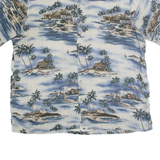 CROFT & BARROW Mens Blue White Hawaiian Shirt XL Rayon Short Sleeve Casual