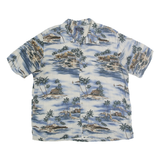 CROFT & BARROW Mens Blue White Hawaiian Shirt XL Rayon Short Sleeve Casual