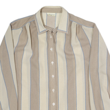 SOMMERMAN Womens Beige & Cream Striped Shirt Long Sleeve Collared M Polyester