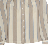 SOMMERMAN Womens Beige & Cream Striped Shirt Long Sleeve Collared M Polyester