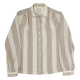 SOMMERMAN Womens Beige & Cream Striped Shirt Long Sleeve Collared M Polyester