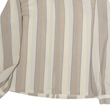 SOMMERMAN Womens Beige & Cream Striped Shirt Long Sleeve Collared M Polyester