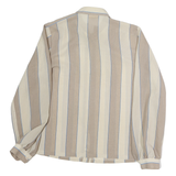 SOMMERMAN Womens Beige & Cream Striped Shirt Long Sleeve Collared M Polyester