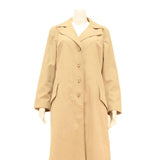 Womens Beige Cotton Blend Button Jacket L Classic Plain Lightweight