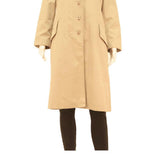 Womens Beige Cotton Blend Button Jacket L Classic Plain Lightweight