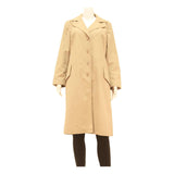 Womens Beige Cotton Blend Button Jacket L Classic Plain Lightweight