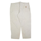 CARHARTT Mens Cotton Blend Beige Loose Tapered Trousers W46 L32 Workwear Utility
