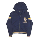 TRUE RELIGION Womens Navy Blue & Yellow Zip Up Hoodie XS Casual Cotton Blend