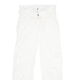 YES OR NO Womens White Cotton Blend Regular Fit Cargo Trousers W34 L32 Snap
