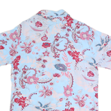 BEUTON BLUE Mens Blue & Pink Floral Shirt L Polyester Short Sleeve Casual
