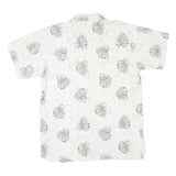 ISLAND EXPRESSIONS Mens White & Brown Leaf Print Casual Shirt L Cotton Blend
