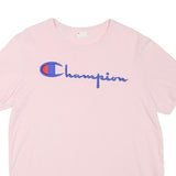 CHAMPION Mens Pink Cotton Blend T-Shirt M Short Sleeve Crew Neck Classic Logo
