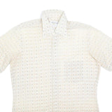 ARROW Mens Cream & Beige Patterned Short Sleeve Shirt L Summer Cotton Focus