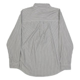 CHAPS Mens Grey & White Striped Shirt M Button-Down Collar Cotton Blend Classic