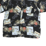 NATURAL ISSUE Mens Black & Green Floral Hawaiian Shirt L Vintage Style Casual
