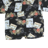 NATURAL ISSUE Mens Black & Green Floral Hawaiian Shirt L Vintage Style Casual