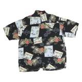 NATURAL ISSUE Mens Black & Green Floral Hawaiian Shirt L Vintage Style Casual