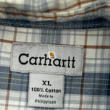 Carhartt Checked Short Sleeve Shirt - XL Blue Cotton