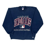 Made In USA Cleveland Indians Russell Athletic Mlb Sweatshirt - Large Navy Cotton