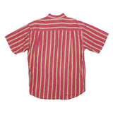 EDITH KUMAR Mens Red & Yellow Striped Casual Shirt L Button Down Collar Cotton