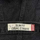 Levis Slim Fit Jeans - 34W 31L Black Cotton