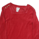 BONWORTH Womens Red Basic Top Long Sleeve Square Neck Buttons M Comfortable