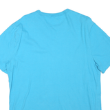 CHAMPION Mens Blue Plain T-Shirt L Short Sleeve Crew Neck Logo Casual Cotton