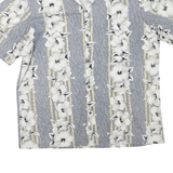 DAVID TAYLOR Mens Grey & Cream Floral Cotton Blend Shirt L Casual Summer