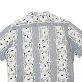 DAVID TAYLOR Mens Grey & Cream Floral Cotton Blend Shirt L Casual Summer