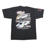 BAYSIDE Mens Black Graphic T-Shirt L Short Sleeve Crew Neck Car Print