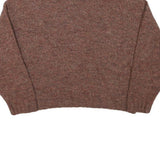 LE FAVOLE Womens Brown & Cream Patterned Wool Blend Plain Crew Neck Chunky Knit