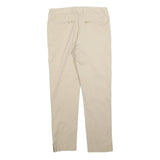 FAY Womens Cotton Blend Beige Slim Straight Trousers W30 L30 Stylish Casual Zip