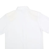 CANDA Womens White Basic Short Sleeve Button Neck Plain Top L Cotton Blend