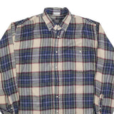 ENRO Mens Beige Blue Plaid Acrylic Shirt L Comfortable Classic Button-Down