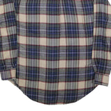 ENRO Mens Beige Blue Plaid Acrylic Shirt L Comfortable Classic Button-Down