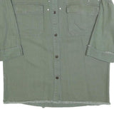 Womens Green Oversized Shirt M Pearl Embellished Fray Detail Casual