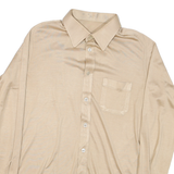 LIBERO Womens Beige Shirt S Cotton Blend Button Down Long Sleeve Classic