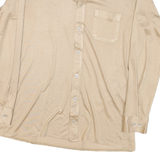 LIBERO Womens Beige Shirt S Cotton Blend Button Down Long Sleeve Classic