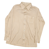 LIBERO Womens Beige Shirt S Cotton Blend Button Down Long Sleeve Classic